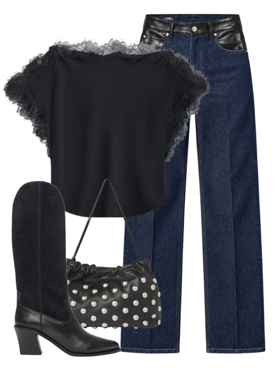 Nancie Boot in navy Suede Combo — Shop The Look | AMY Atelier