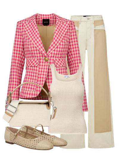 Pink Check Patch Pocket One Button Blazer — Shop The Look | AMY Atelier