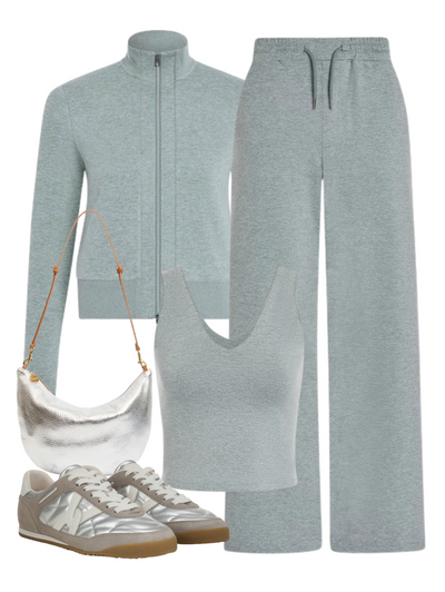 Rufus Cropped Zip Through in Blue Green Marl — Shop The Look | AMY Atelier