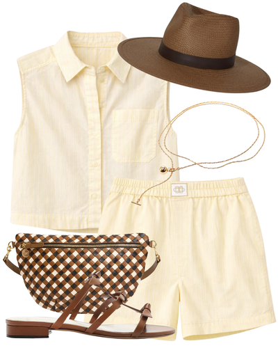 Sarah Pinstripe Short in Buttercream Stripe — Shop The Look | AMY Atelier