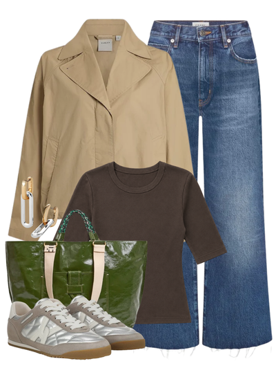 Crinkle Patent Grande Bateau Tote in Army — Shop The Look | AMY Atelier