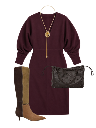 V-Neck Dolman Dress in Plum — Shop The Look | AMY Atelier