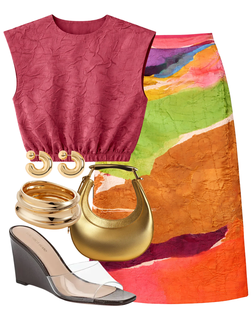 STL Inez Satin Pencil Skirt