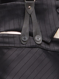 Vespera Suspender Maxi Skirt in Black Pinstripe