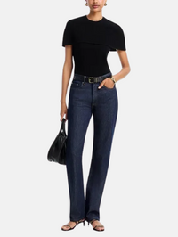 Yuki Short Sleeve Cape Top in Black