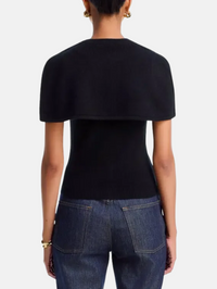 Yuki Short Sleeve Cape Top in Black