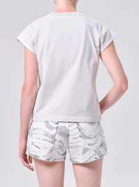 Long Line Bryce Cap Sleeve Tee in Bone