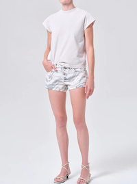 Long Line Bryce Cap Sleeve Tee in Bone