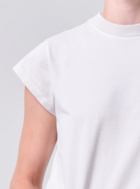 Long Line Bryce Cap Sleeve Tee in Bone
