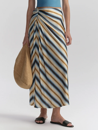 A.L.C. Jean Striped Midi Skirt in TAHOE BLUE/MILK CHOCOLATE – Image 1
