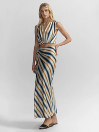 A.L.C. Jean Striped Midi Skirt in TAHOE BLUE/MILK CHOCOLATE – Image 2