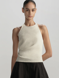 A.L.C. Sylvie Linen Halter Top in BUTTERCREAM – Image 1