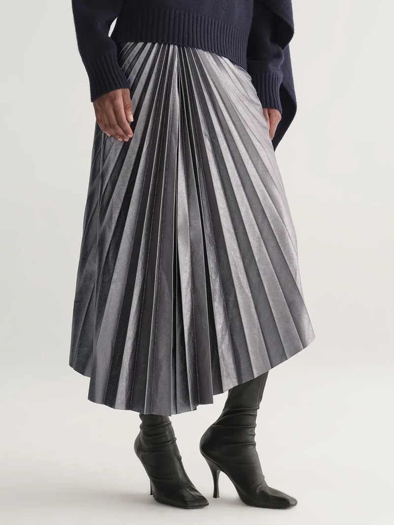 Tracy Metallic Vegan Leather Skirt