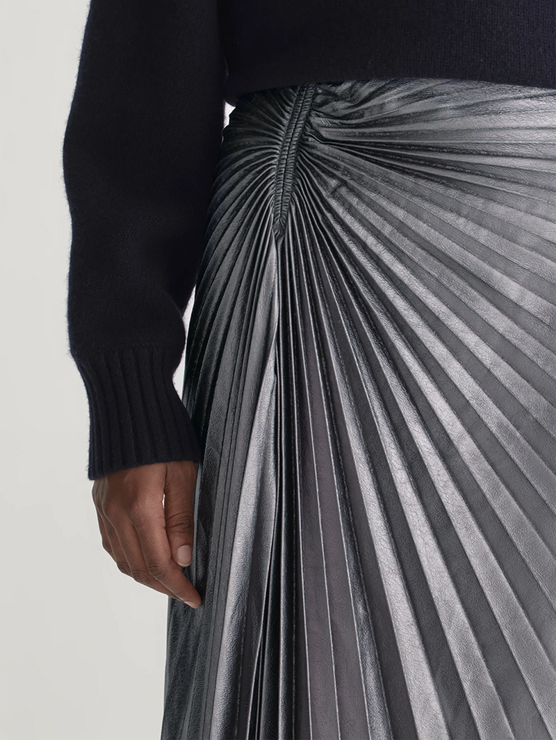 Tracy Metallic Vegan Leather Skirt