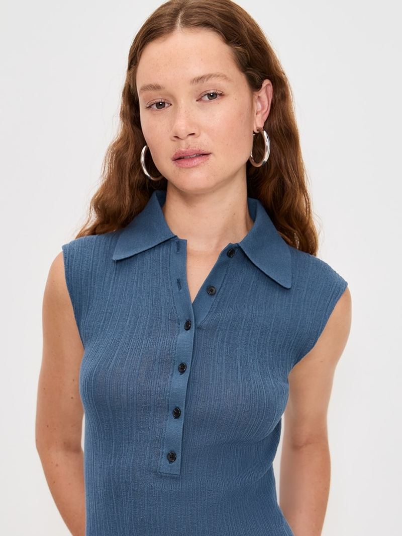 Ollie Fine Cotton Knit Polo Top