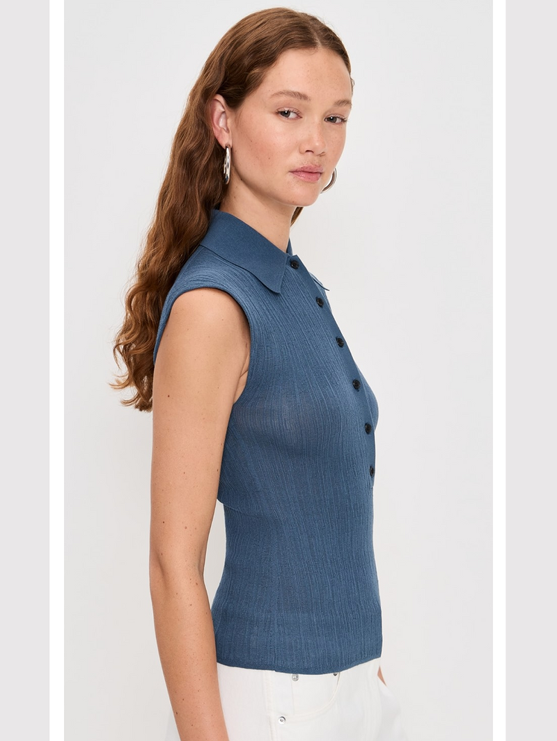 Ollie Fine Cotton Knit Polo Top
