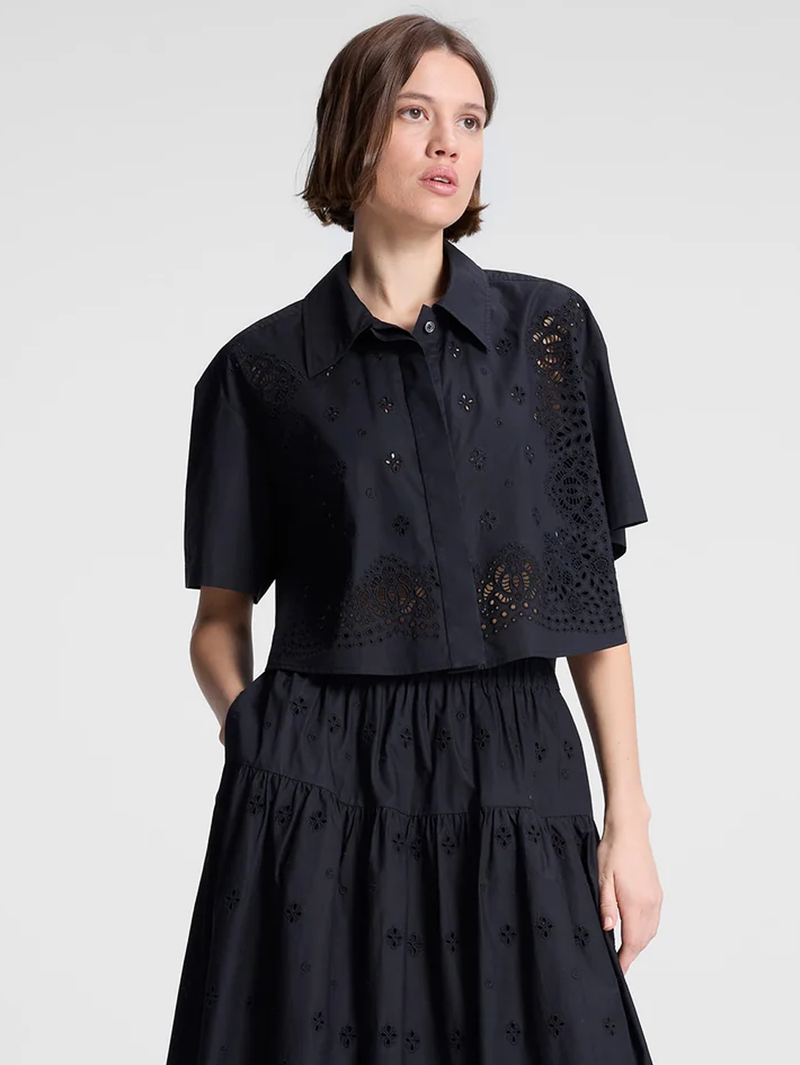 Jade Short-Sleeve Eyelet Top