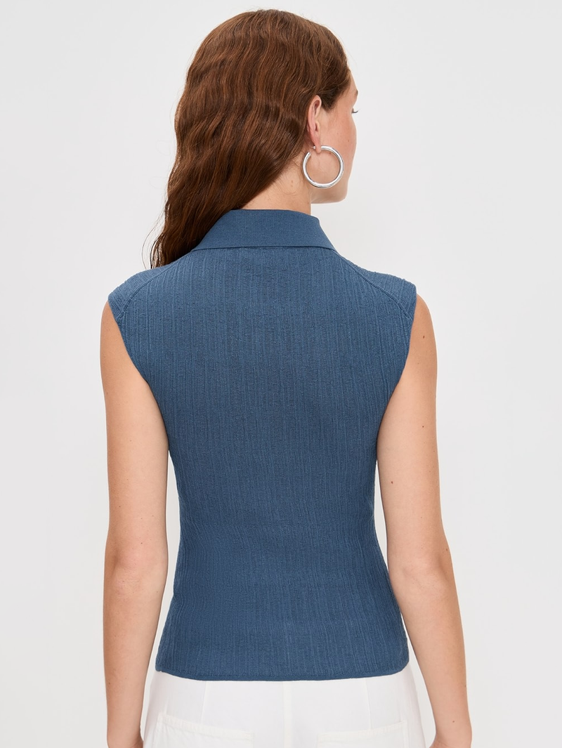 Ollie Fine Cotton Knit Polo Top