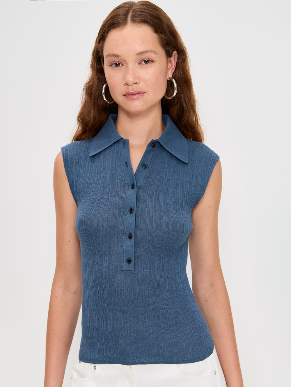 Ollie Fine Cotton Knit Polo Top