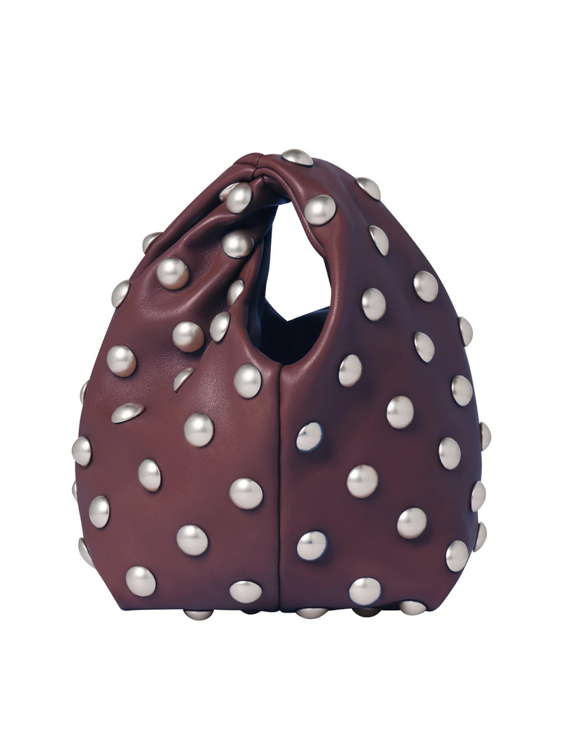 Simone Studded Leather Bag in Deep Plum