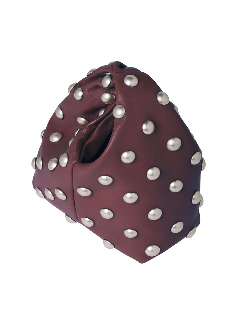 Simone Studded Leather Bag in Deep Plum
