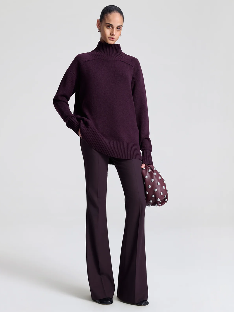 Simone Studded Leather Bag in Deep Plum