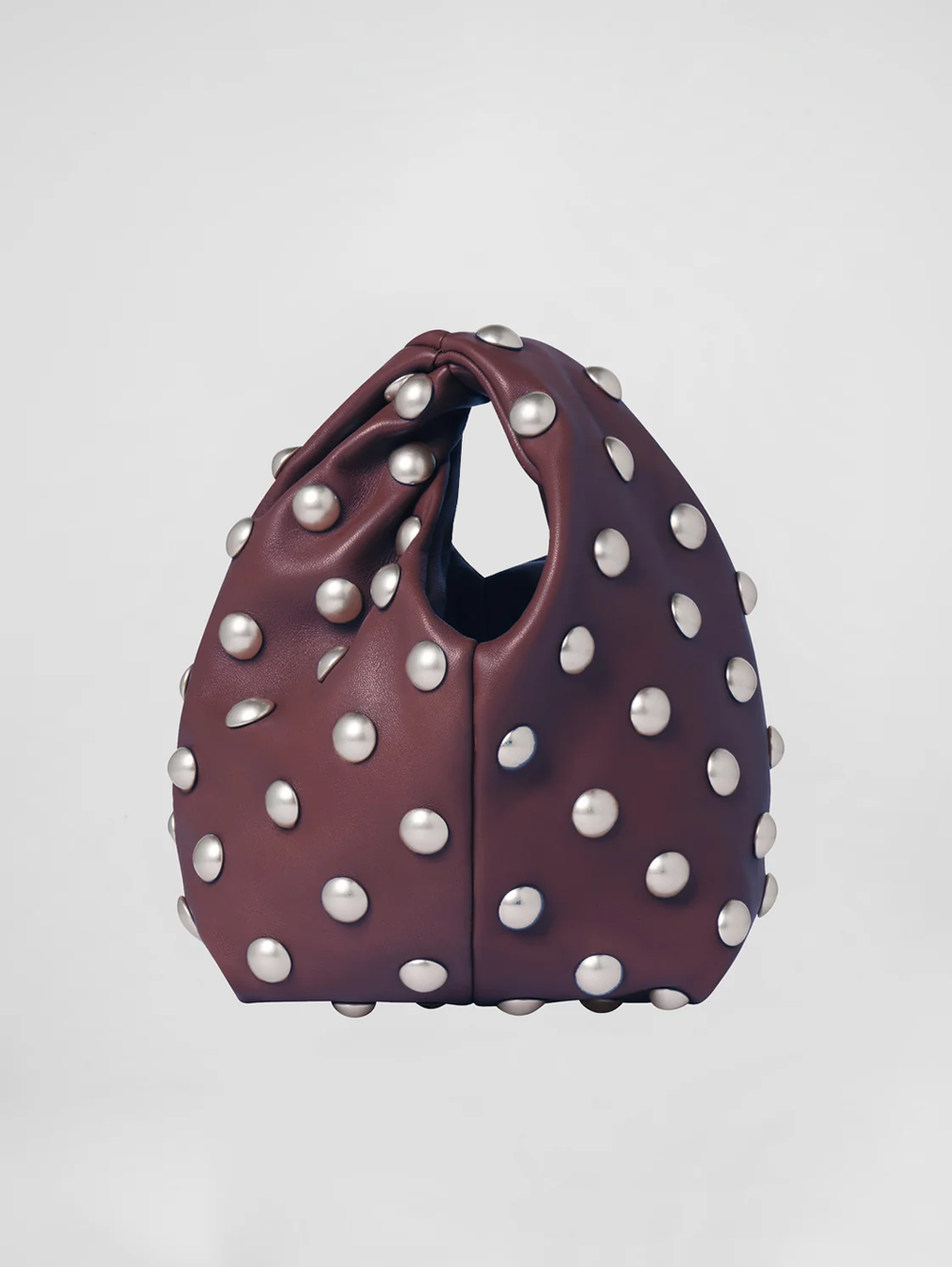 Simone Studded Leather Bag in Deep Plum