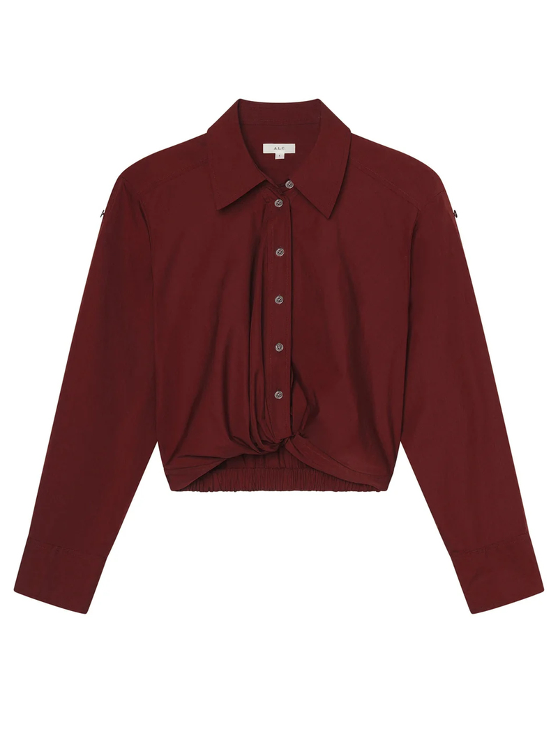 Leo Twist Cotton Button-Front Top