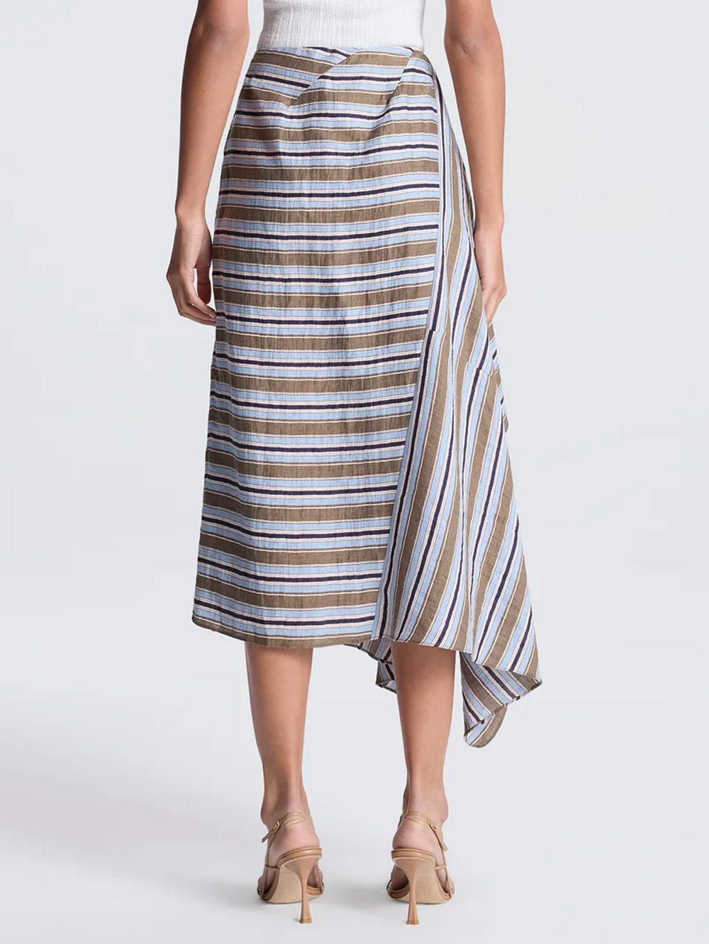 Lota Striped Linen Midi Skirt