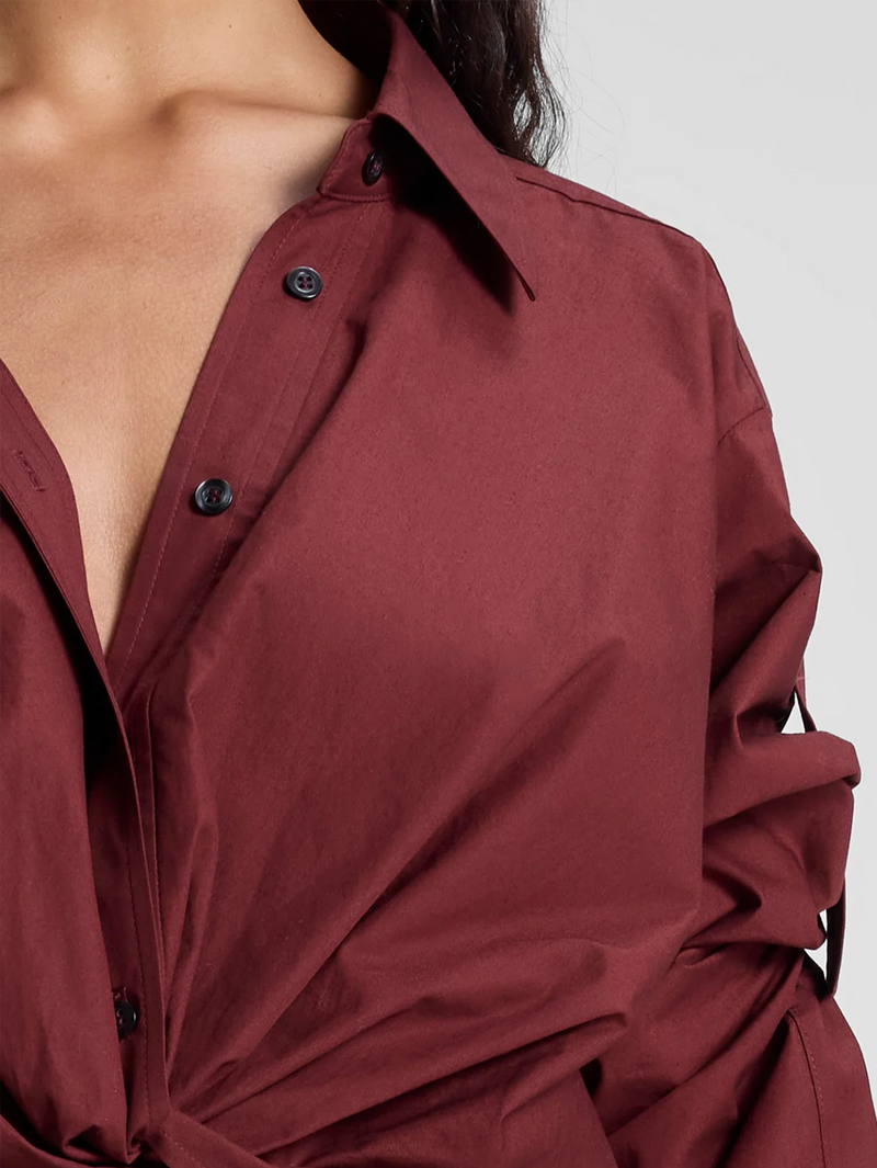Leo Twist Cotton Button-Front Top