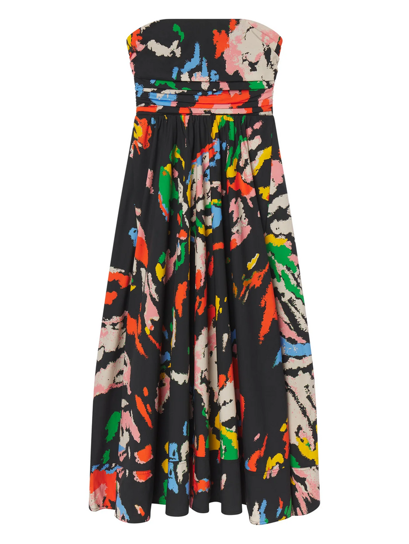 Tate Strapless Printed Midi Dress