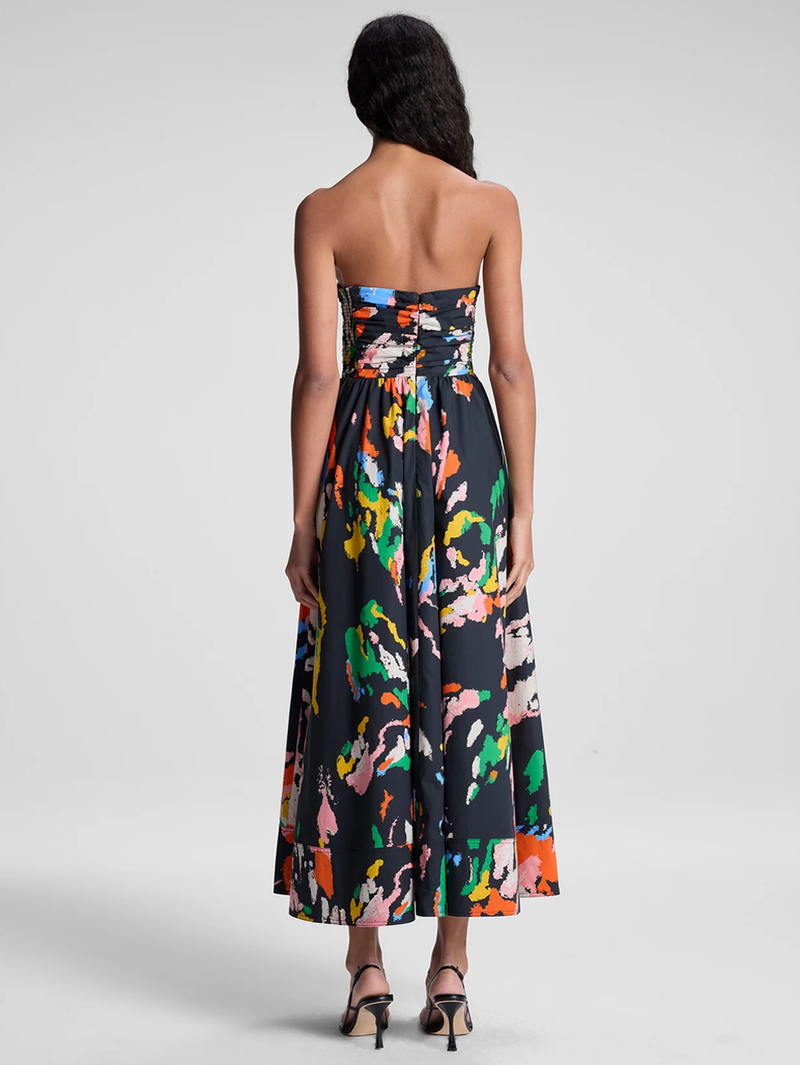 Tate Strapless Printed Midi Dress