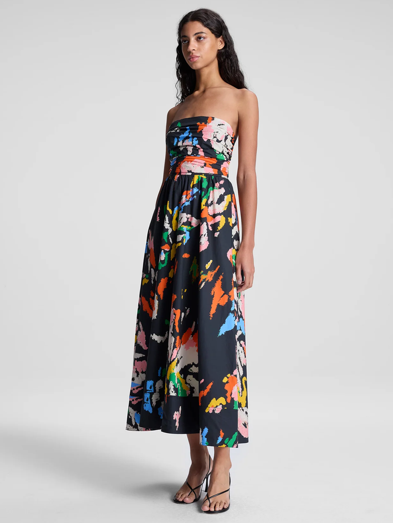 Tate Strapless Printed Midi Dress