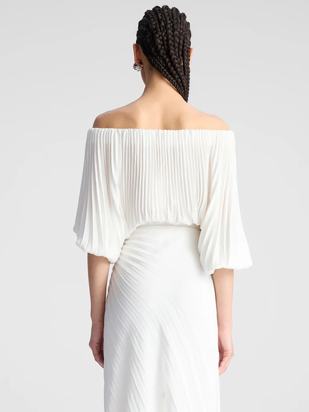 Sienna Satin Pleated Off Shoulder Top