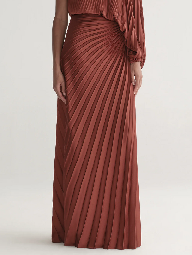 Bianca Satin Pleated Maxi Skirt