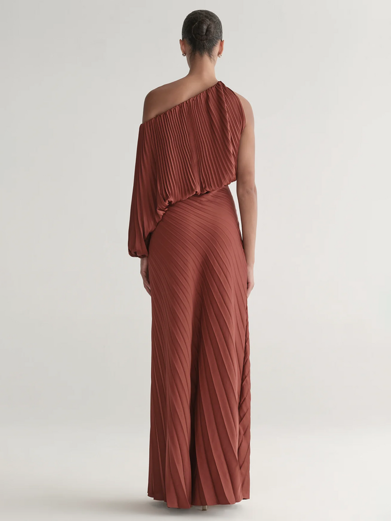 Bianca Satin Pleated Maxi Skirt