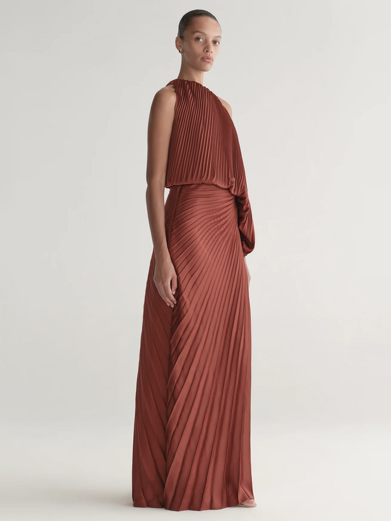 Mara Satin Pleated Asymmetric Top