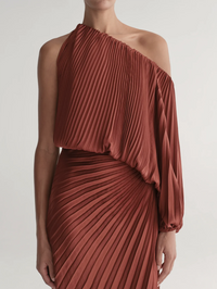 Mara Satin Pleated Asymmetric Top
