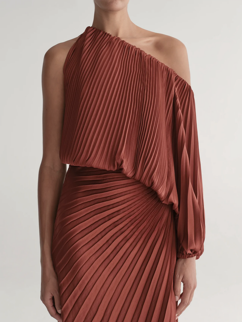 Mara Satin Pleated Asymmetric Top