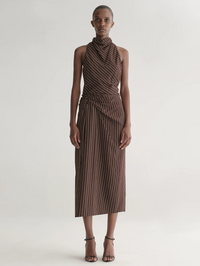 Jean Striped Midi Skirt