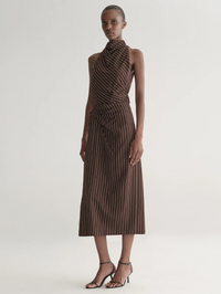 Jean Striped Midi Skirt