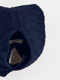 Simone Raffia Bag in Midnight Blue