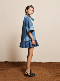 ALEMAIS Jesse Denim Applique Mini Dress in Blue – Image 2