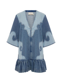 ALEMAIS Jesse Denim Applique Mini Dress in Blue – Image 4