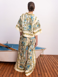 Back view of the Sophia Top in Multi Soph by ALEMAIS with ornate gold and blue floral print