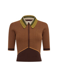 ALEMAIS Wilder Knit Polo in Rust – Image 1