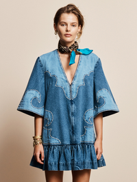 Jesse Denim Applique Mini Dress