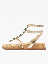 Jade Golden T-Strap Sandal by ALEXANDRE BIRMAN-GOLDEN/NATURAL-AMY Atelier
