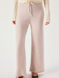 Front view of the American Vintage Damsville knit joggers in Melange Dust with drawstring waist