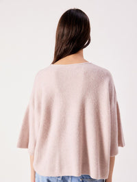 Back view of the American Vintage Damsville sweater in Melange Dust showing the loose fit